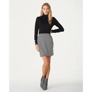 Karl Lagerfeld Paris Womens 6 Black White Houndstooth Mini Skirt Workwear Dress